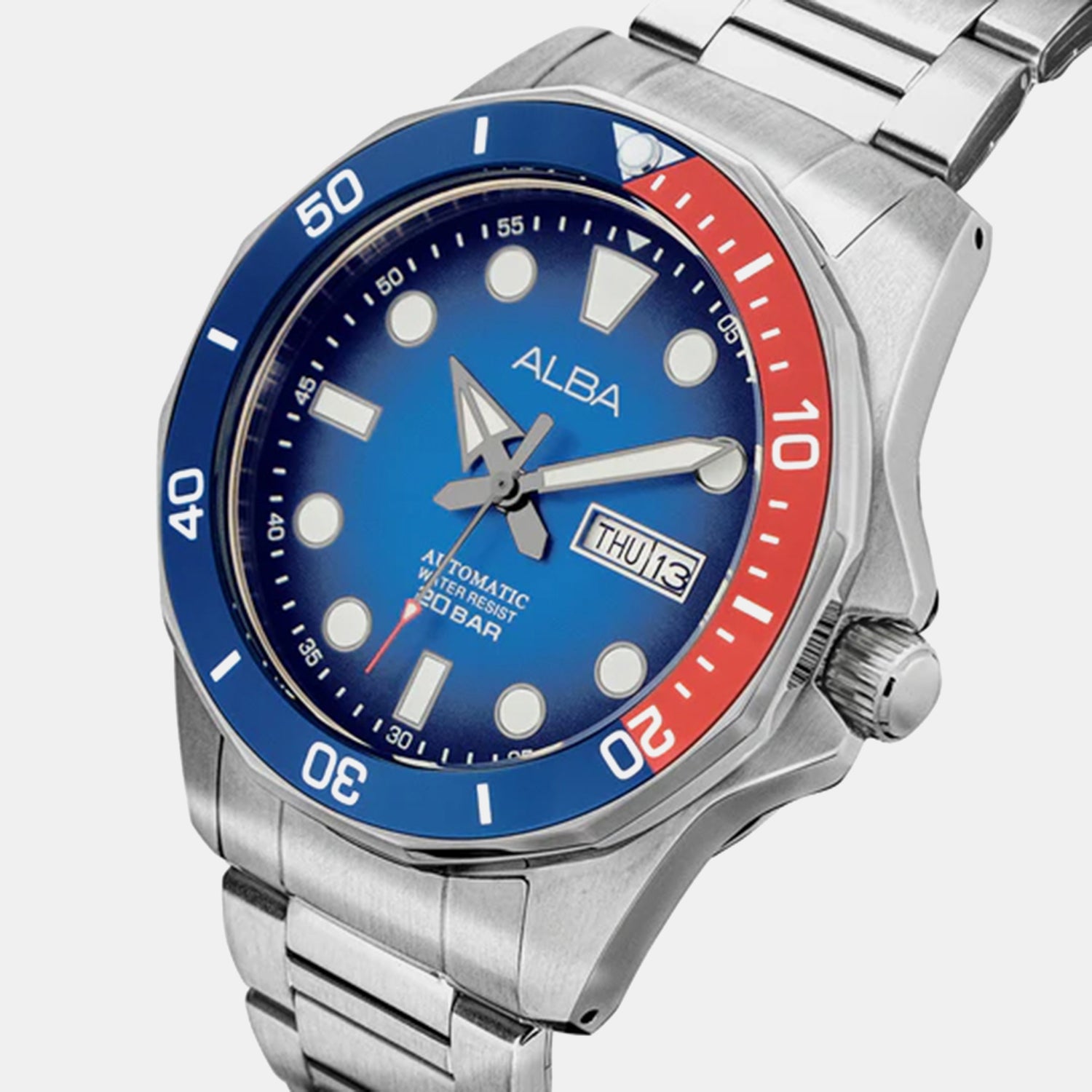 Men Automatic Blue Dial Analog Stainless Steel Watch AL4541X1