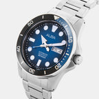 Men Automatic Blue Dial Analog Stainless Steel Watch AL4543X1