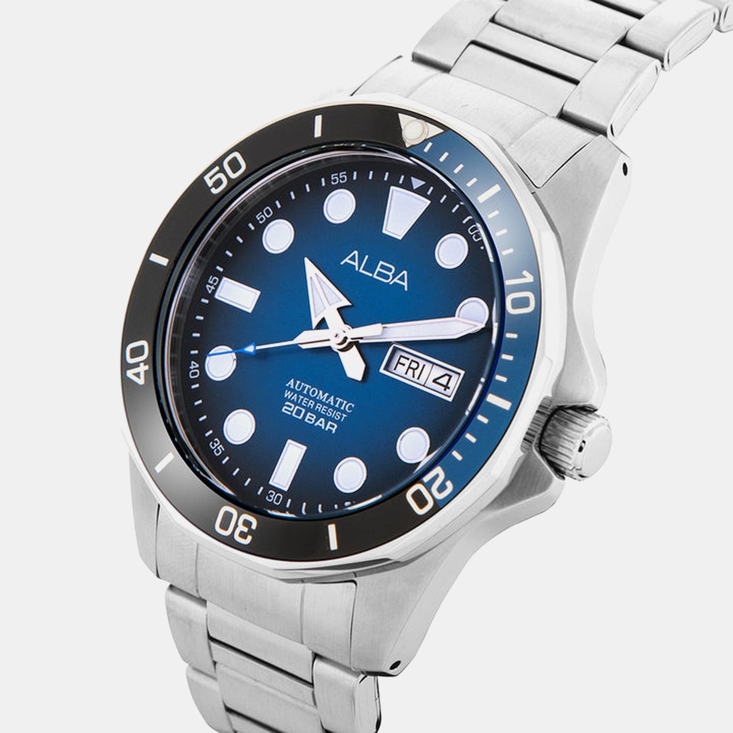 Men Automatic Blue Dial Analog Stainless Steel Watch AL4543X1