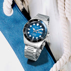 Men Automatic Blue Dial Analog Stainless Steel Watch AL4543X1
