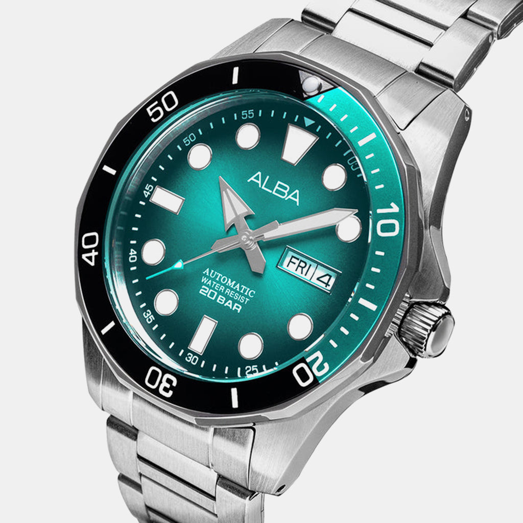Men Automatic Turquiouse Dial Analog Stainless Steel Watch AL4545X1