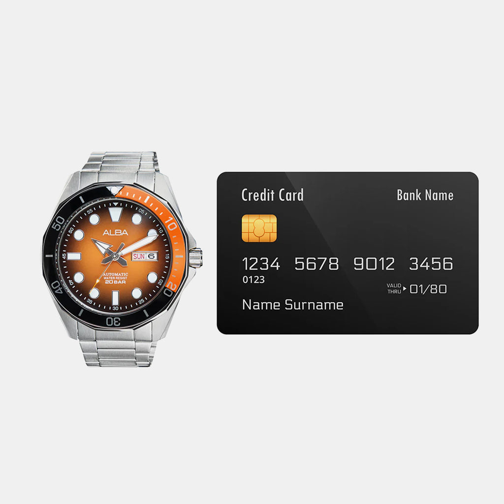 Mechanical Men Automatic Orange Dial Analog Stainless Steel Watch AL4547X1