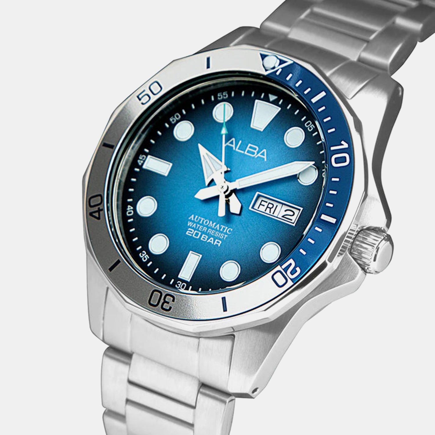 Active Men Automatic Blue Dial Analog Stainless Steel Watch AL4549X1