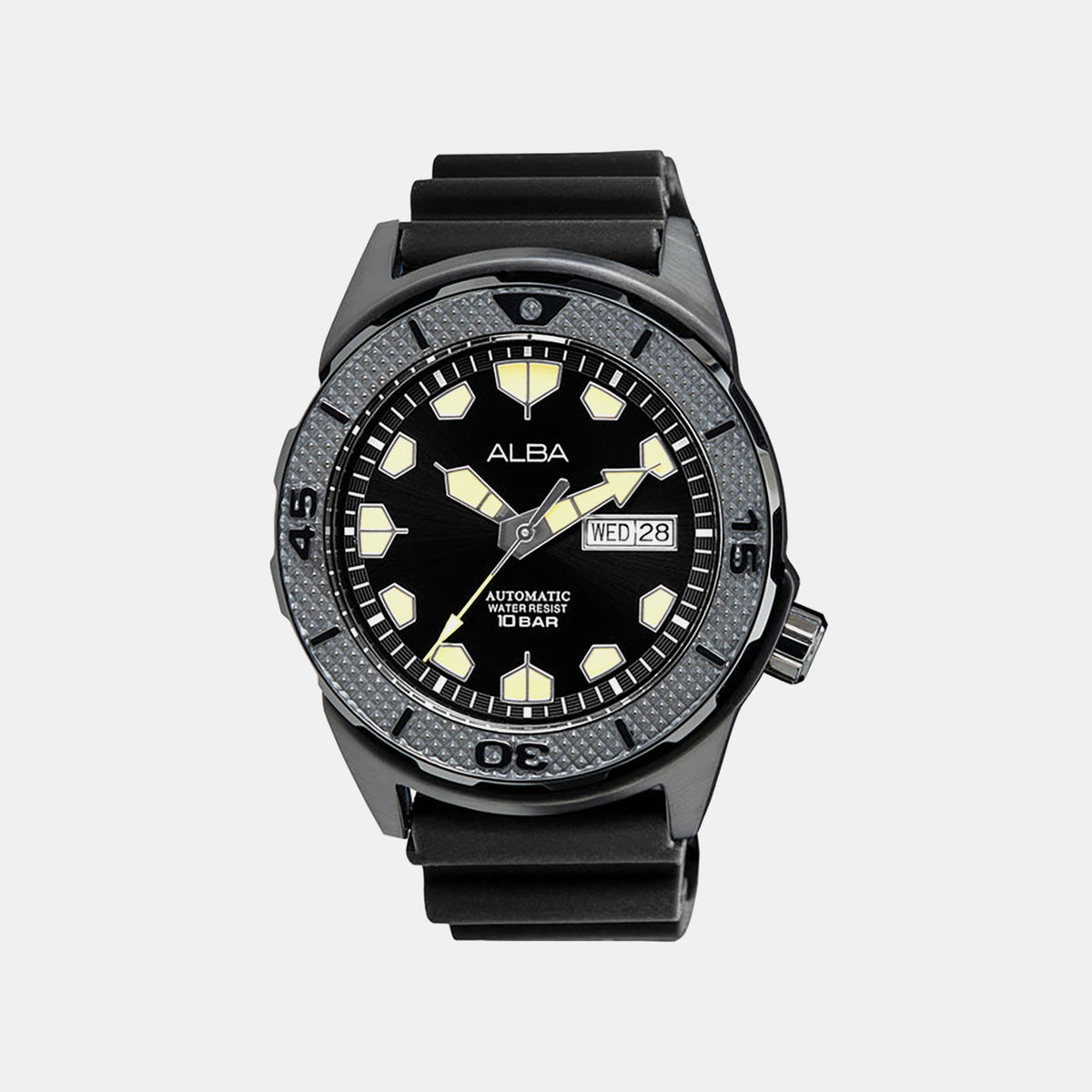 Mechanical Men Automatic Black Dial Analog Silicone Watch AL4569X1