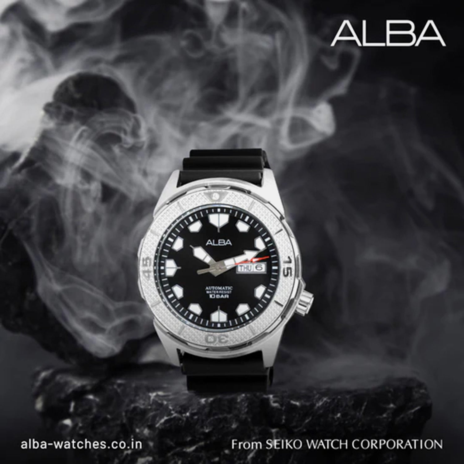 Men Quartz Black Dial Analog Stainless Steel Watch AL4571X1