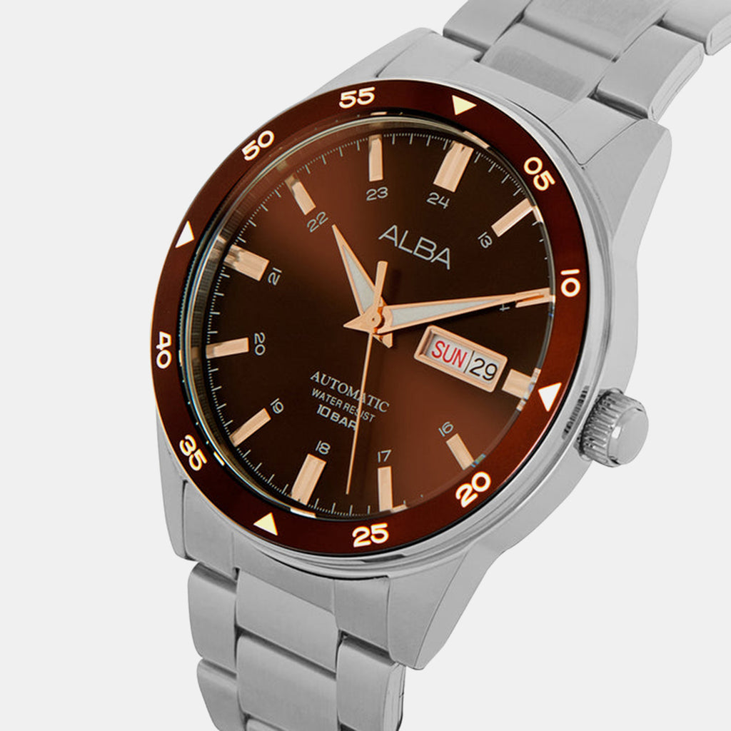 Men Automatic Brown Dial Analog Stainless Steel Watch AL4591X1