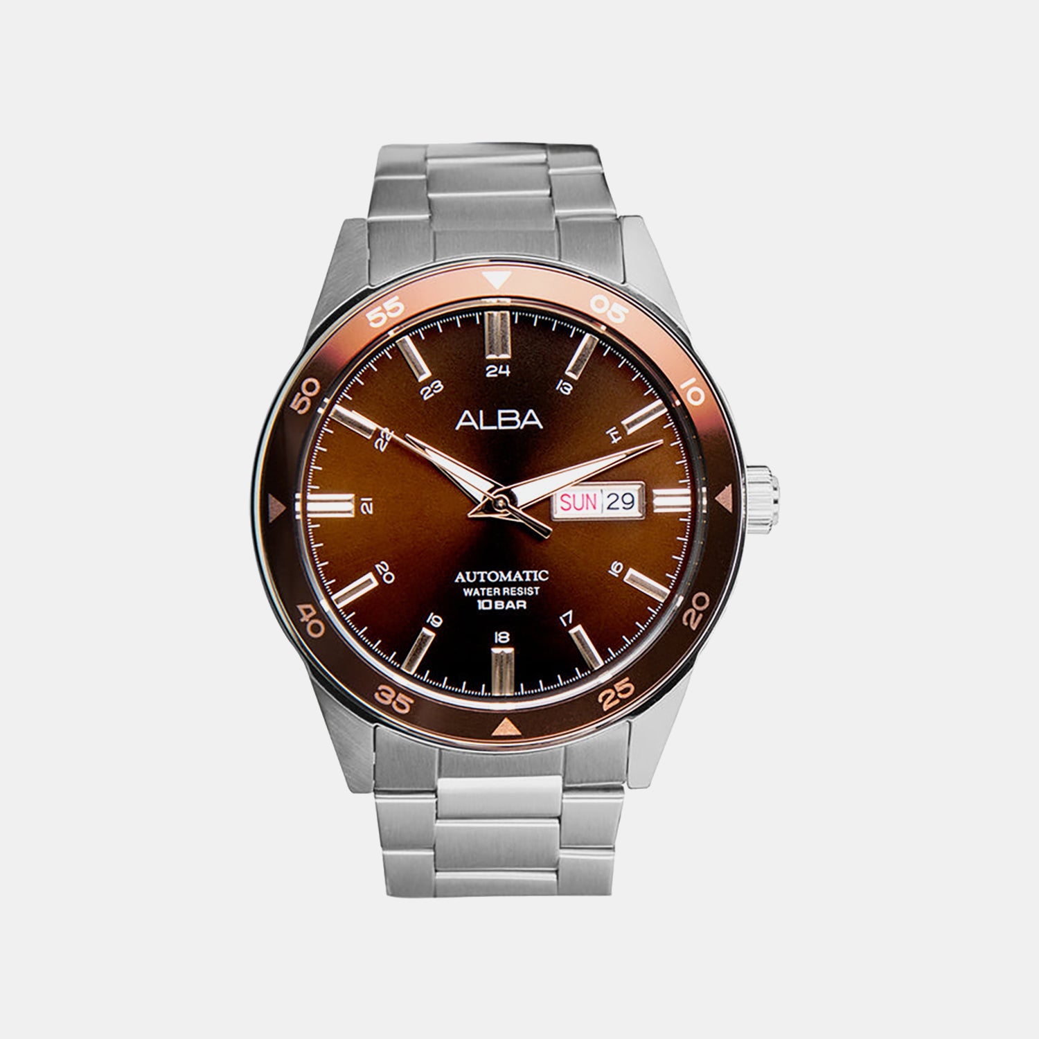 Men Automatic Brown Dial Analog Stainless Steel Watch AL4591X1
