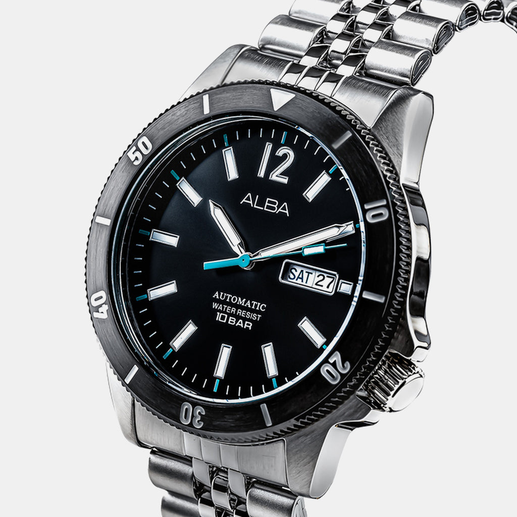 Men Automatic Black Dial Analog Stainless Steel Watch AL4645X1