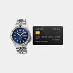 Men Automatic Blue Dial Analog Stainless Steel Watch AL4649X1