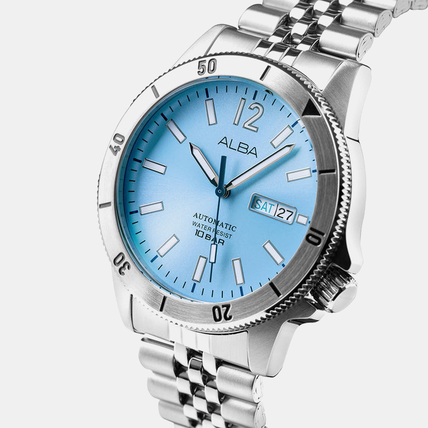 Olympic Men Automatic Blue Dial Analog Stainless Steel Watch AL4653X1