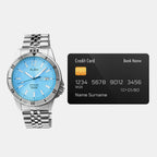 Olympic Men Automatic Blue Dial Analog Stainless Steel Watch AL4653X1