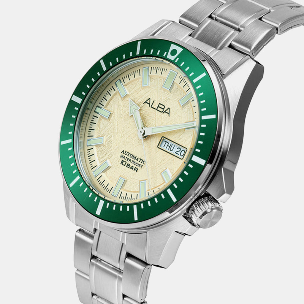 Mechanical Men Automatic Cream Dial Analog Stainless Steel Watch AL4719X1
