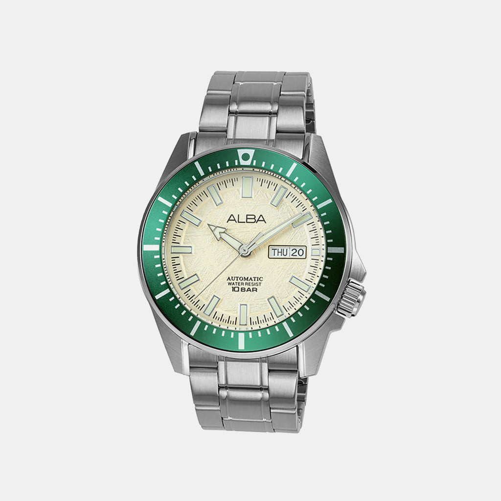 Mechanical Men Automatic Cream Dial Analog Stainless Steel Watch AL4719X1