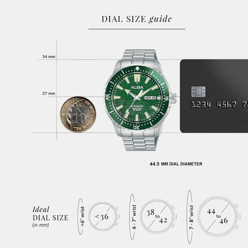 Mechanical Men Automatic Green Dial Analog Stainless Steel Watch AL4737X1