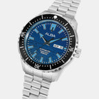 Mechanical Men Automatic Blue Dial Analog Stainless Steel Watch AL4741X1