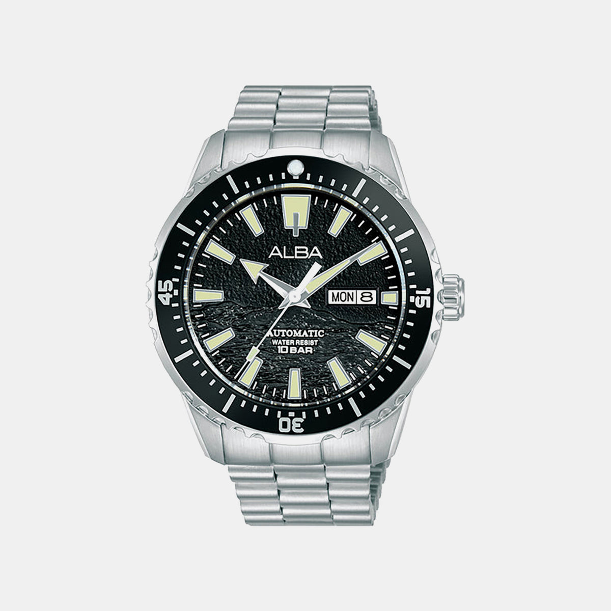 Mechanical Men Automatic Black Dial Analog Stainless Steel Watch AL4743X1