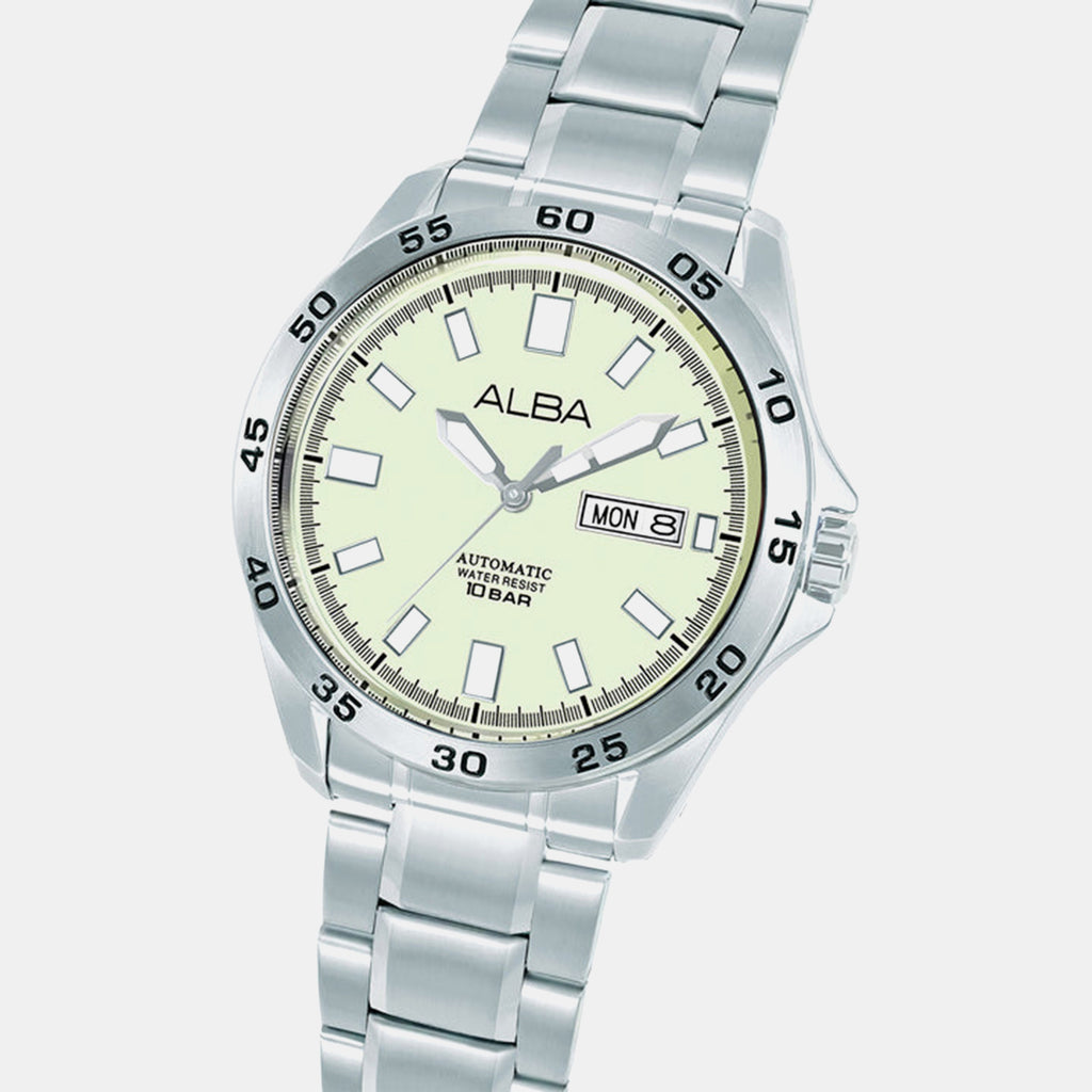Men Automatic Green Dial Analog Stainless Steel Watch AL4755X1