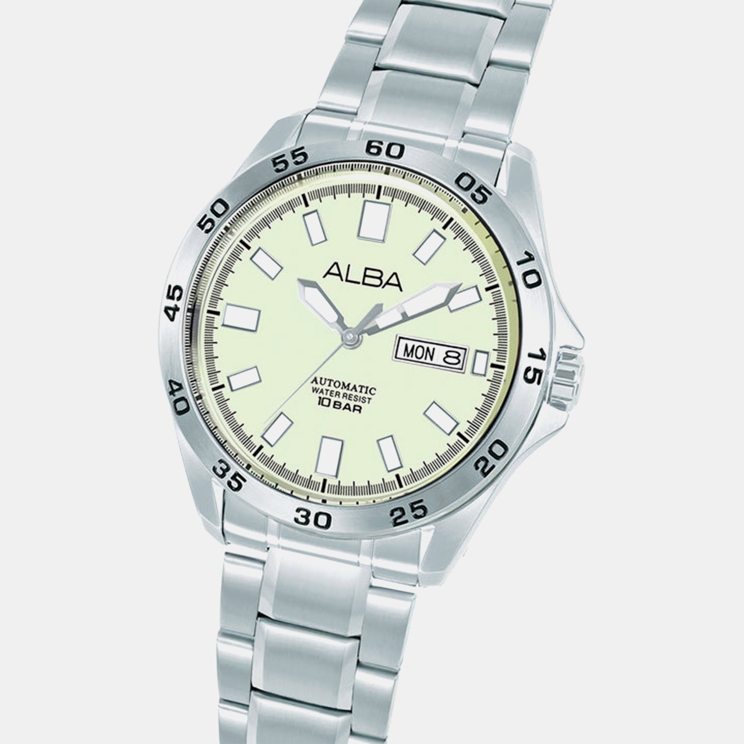 Men Automatic Green Dial Analog Stainless Steel Watch AL4755X1