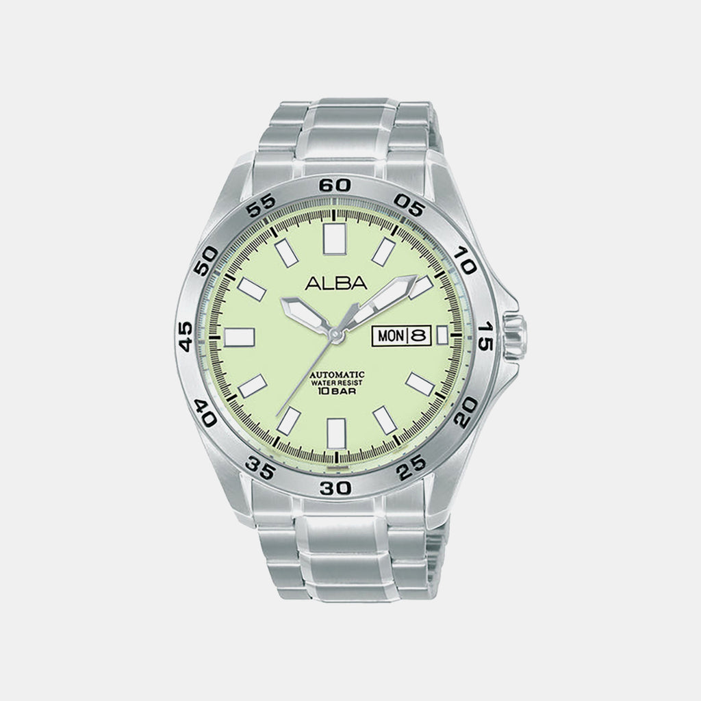 Men Automatic Green Dial Analog Stainless Steel Watch AL4755X1