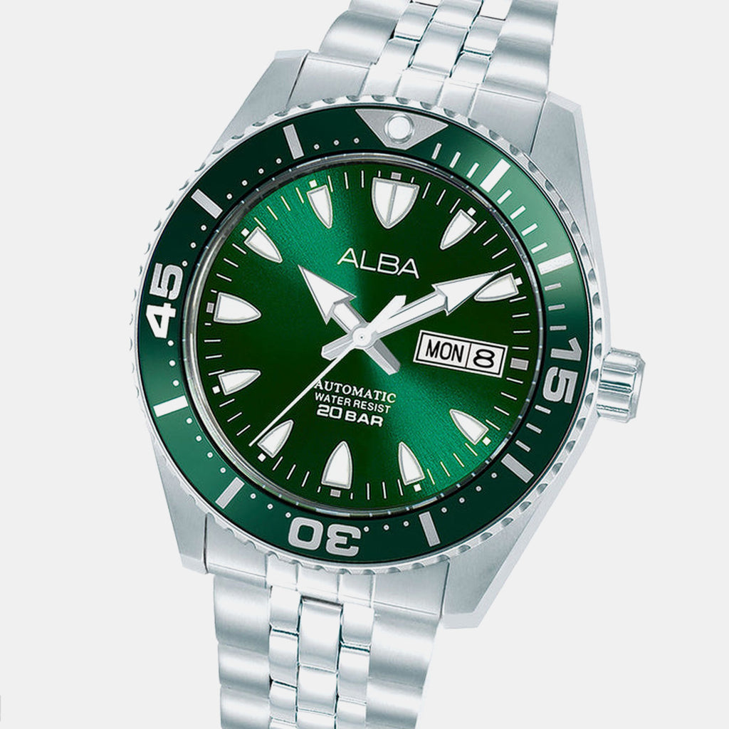 Sunburst Men Automatic Green Dial Analog Stainless Steel Watch AL4767X1