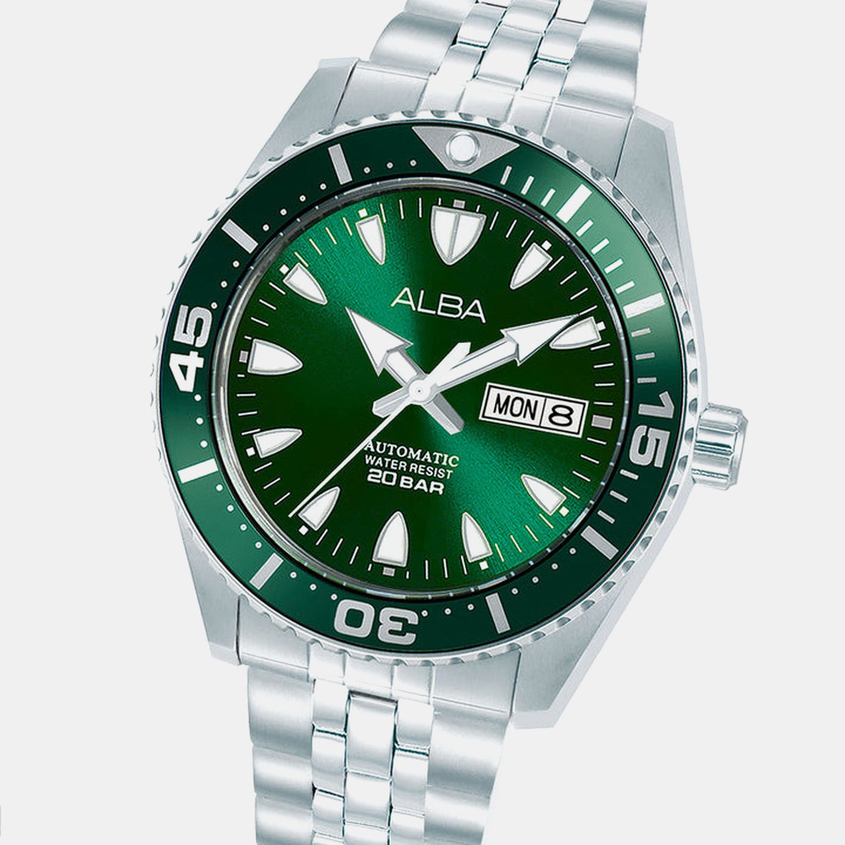 Mechanical Men Automatic Green Dial Analog Stainless Steel Watch AL4767X1