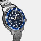 Men Automatic Blue Dial Analog Stainless Steel Watch AL4779X2