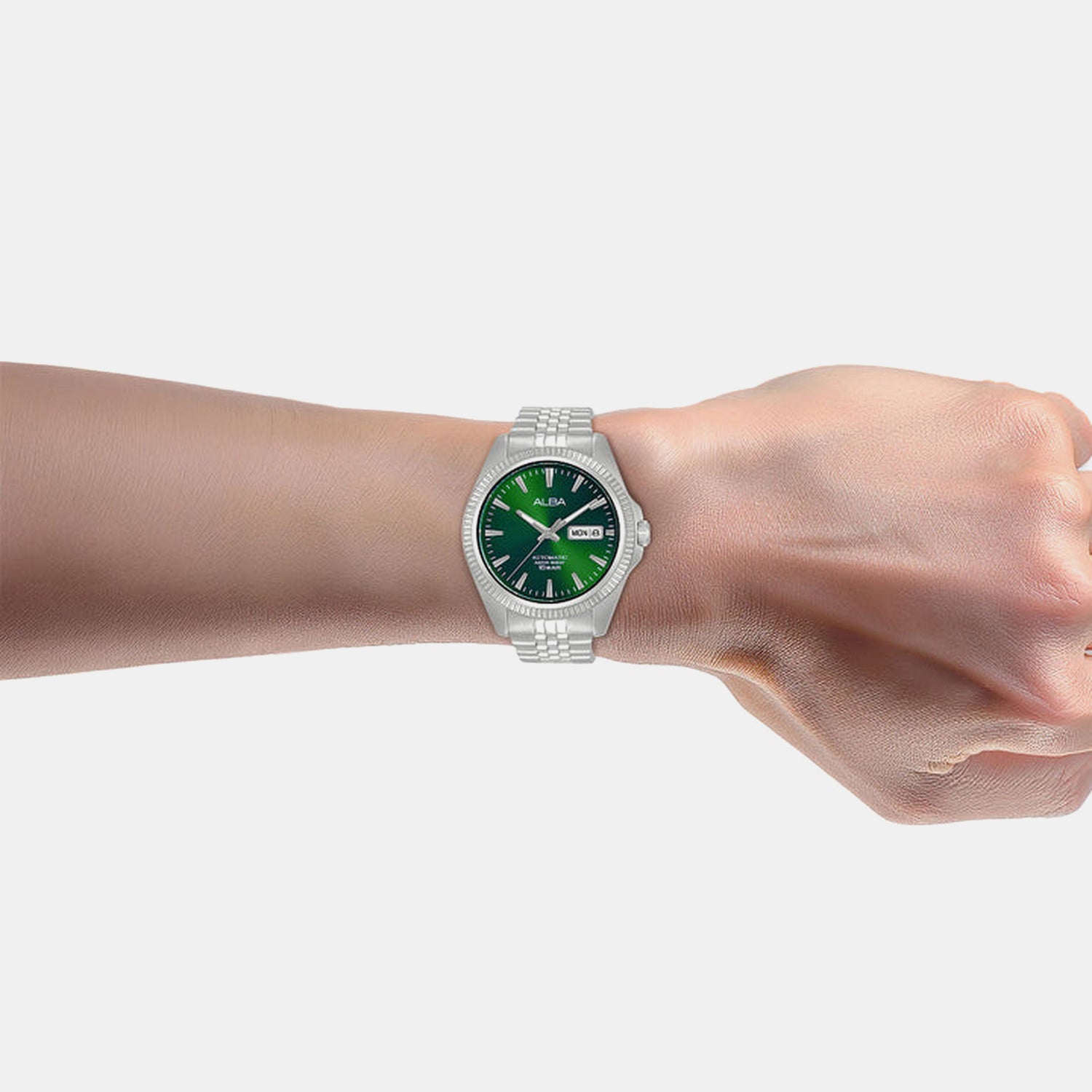 Men Automatic Green Dial Analog Steel Watch AL4785X1