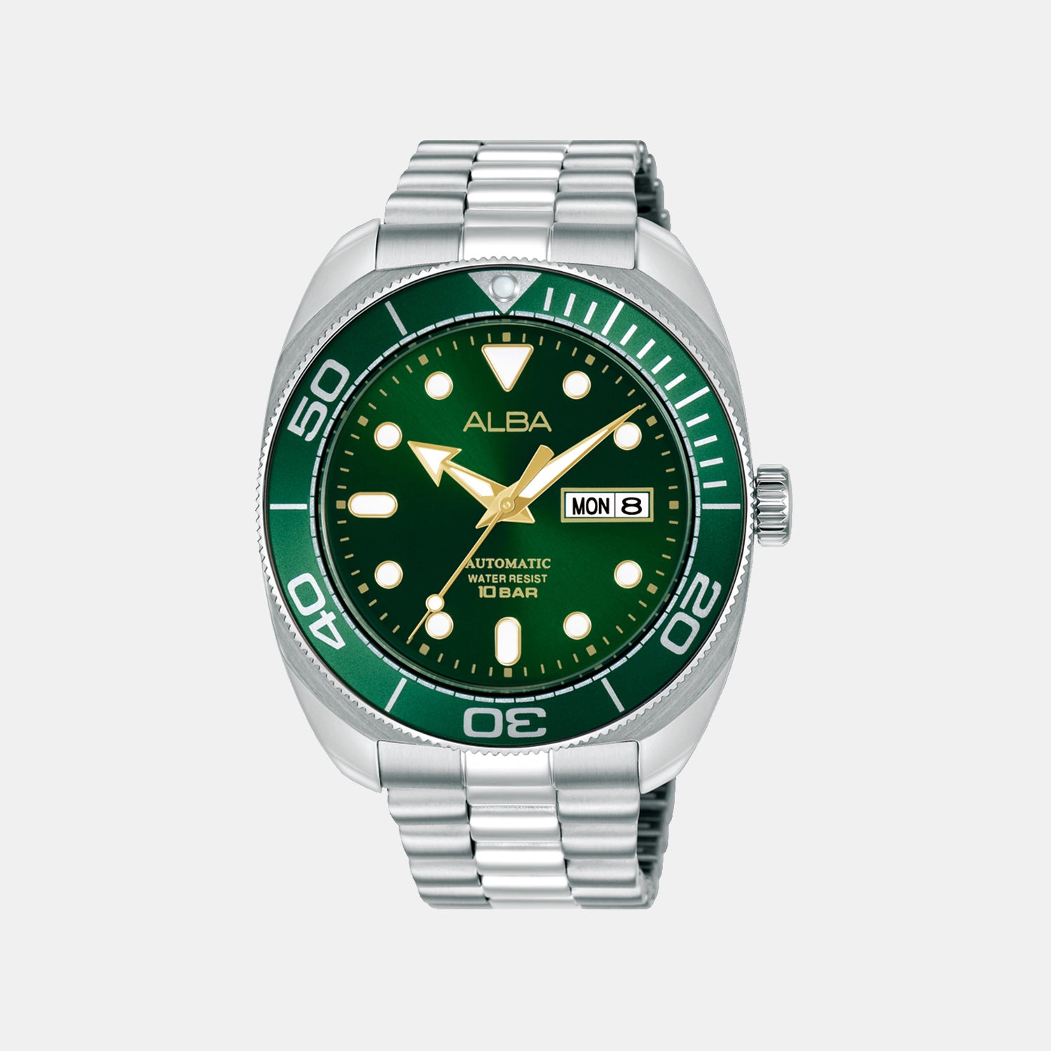 Mechanical Men Automatic Green Dial Analog Stainless Steel Watch AL4817X1