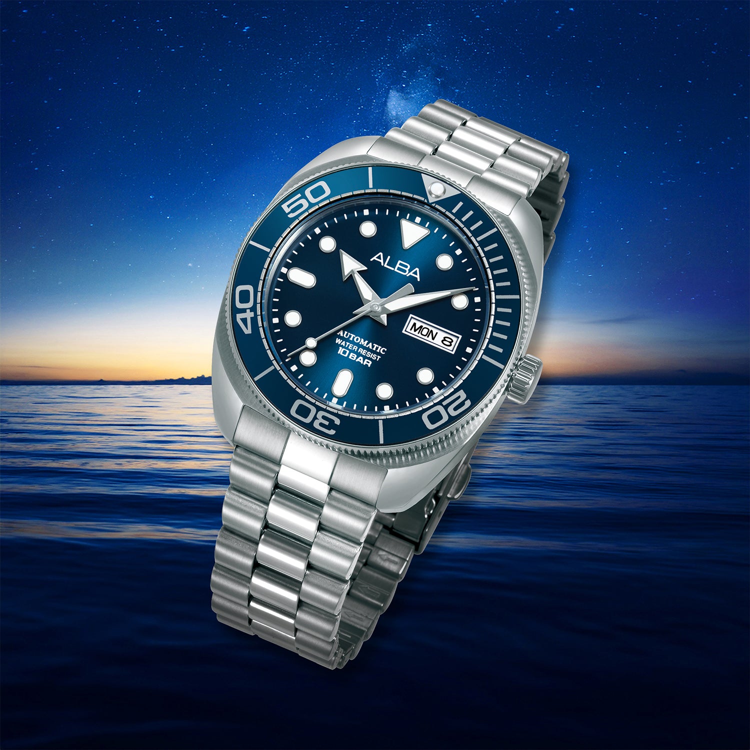 Mechanical Men Automatic Blue Dial Analog Stainless Steel Watch AL4823X1