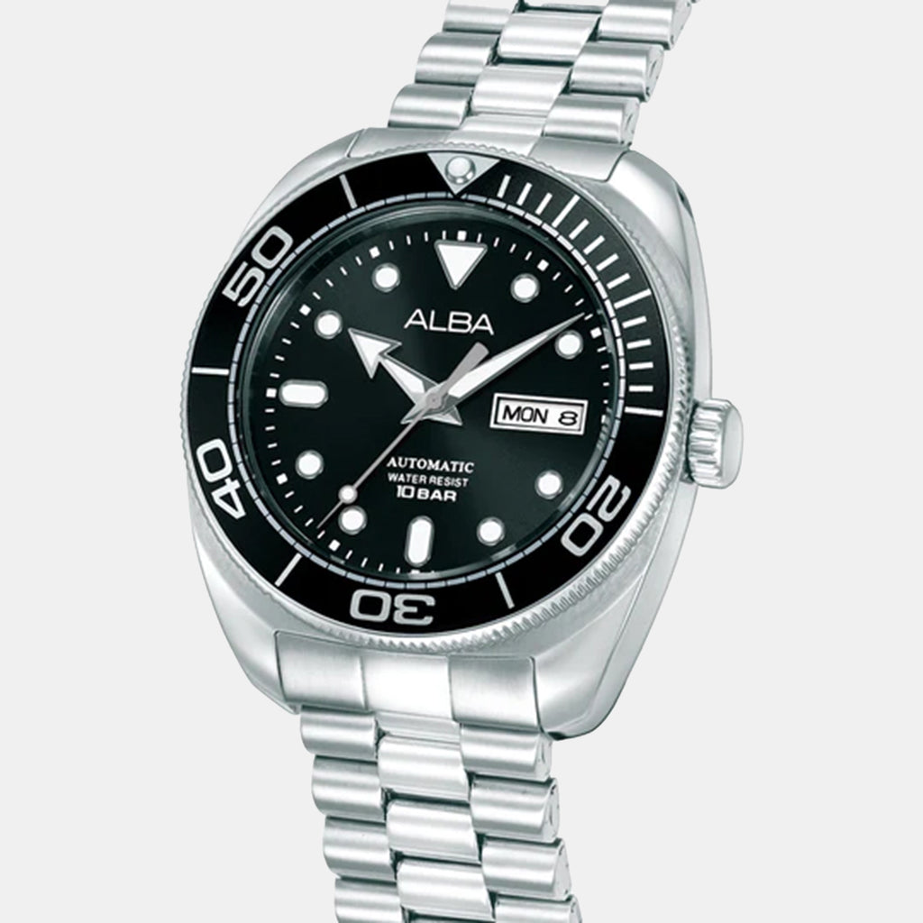 Sports Men Automatic Black Dial Analog Stainless Steel Watch AL4825X1