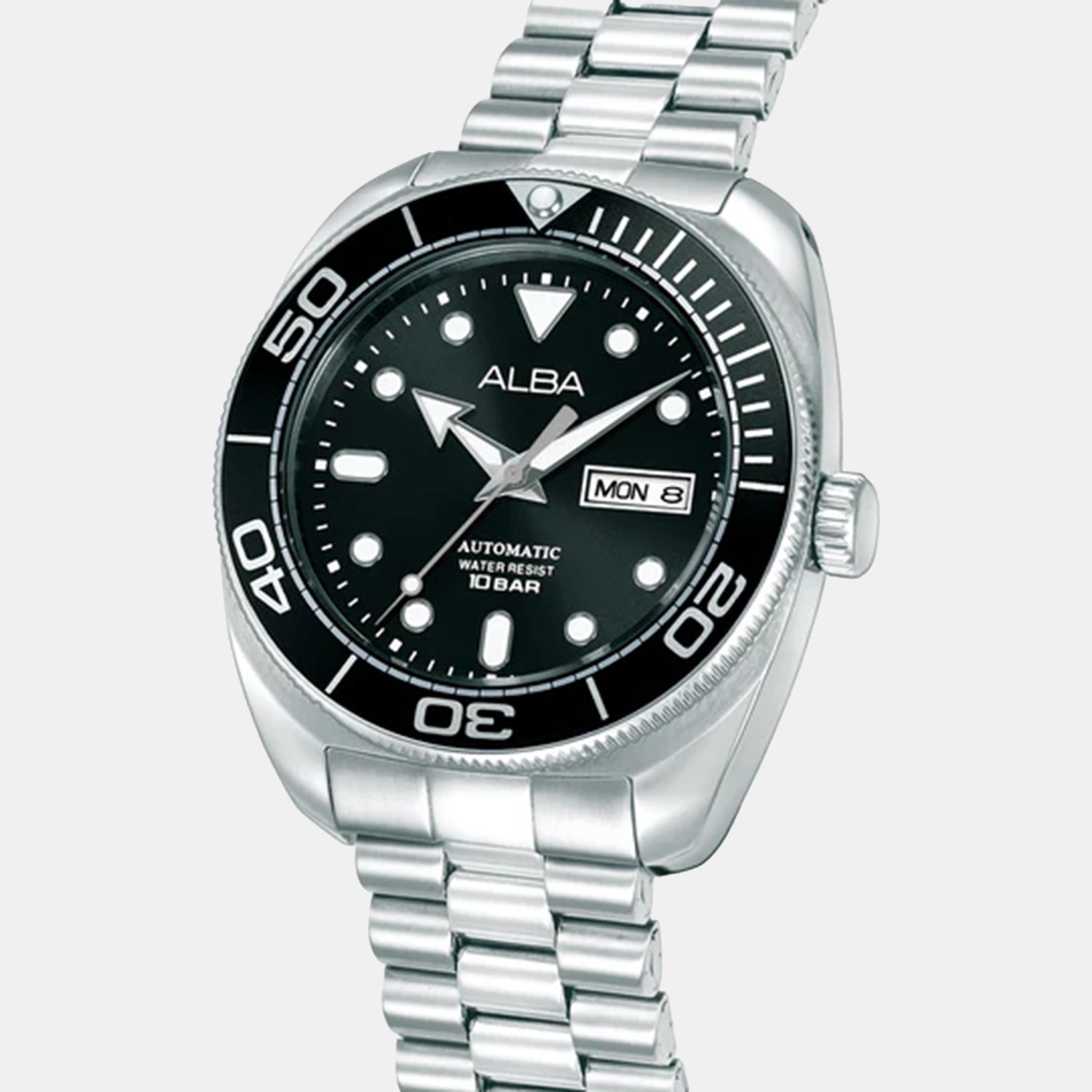 Sports Men Automatic Black Dial Analog Stainless Steel Watch AL4825X1