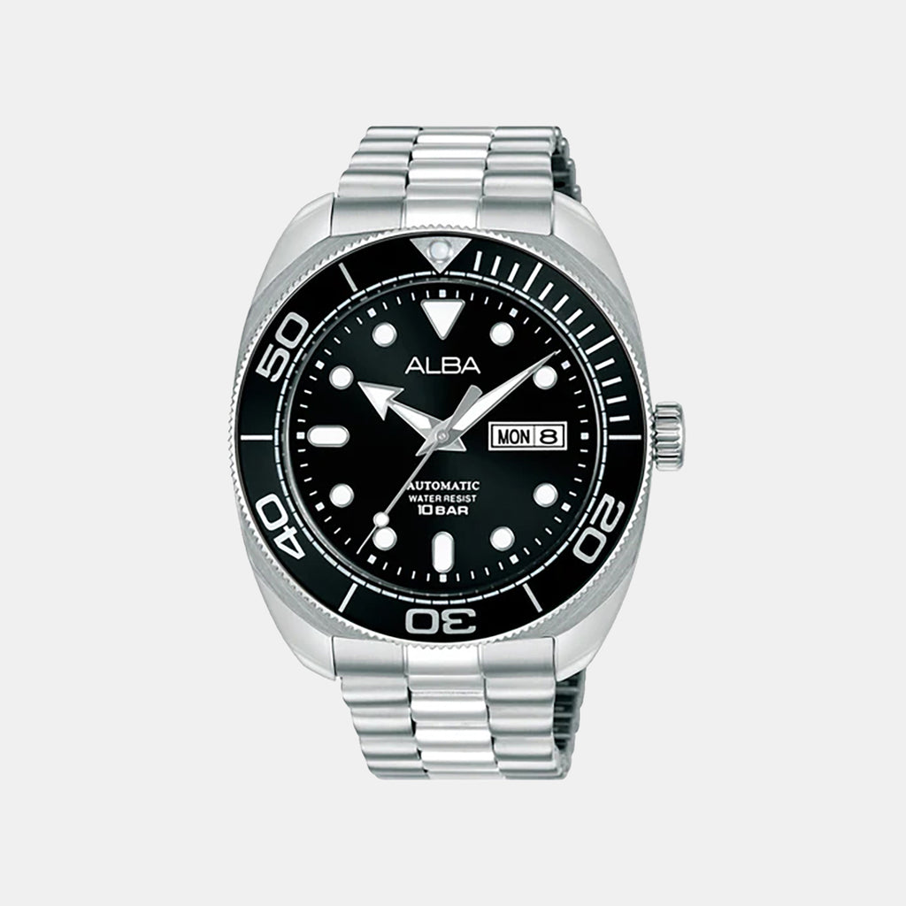 Sports Men Automatic Black Dial Analog Stainless Steel Watch AL4825X1