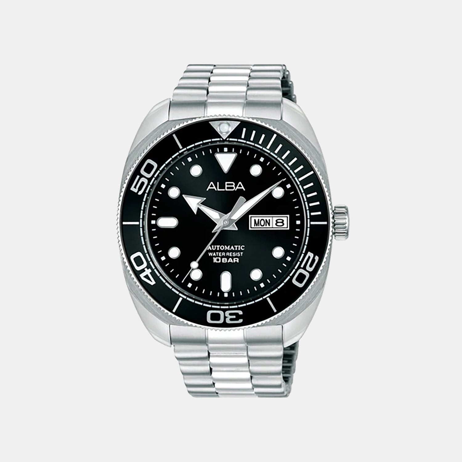 Sports Men Automatic Black Dial Analog Stainless Steel Watch AL4825X1