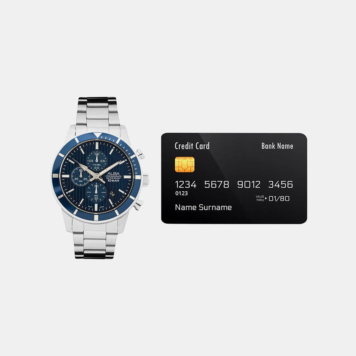 Active Men Quartz Blue Dial Chronograph Stainless Steel Watch AM3955X1