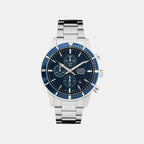 Men Quartz Blue Dial Chronograph Stainless Steel Watch AM3955X1