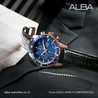 Men Quartz Blue Dial Chronograph Stainless Steel Watch AM3960X1
