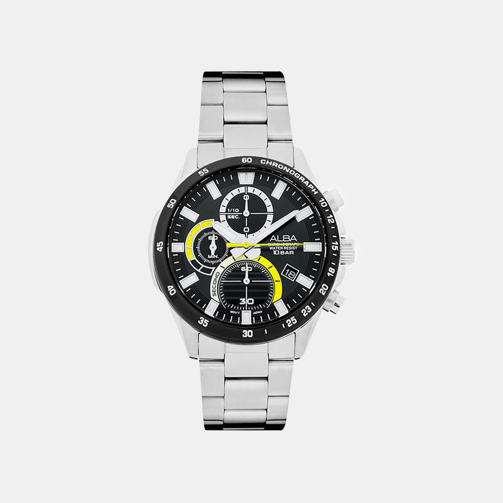 Active Men Quartz Black Dial Chronograph Stainless Steel Watch AM3963X1