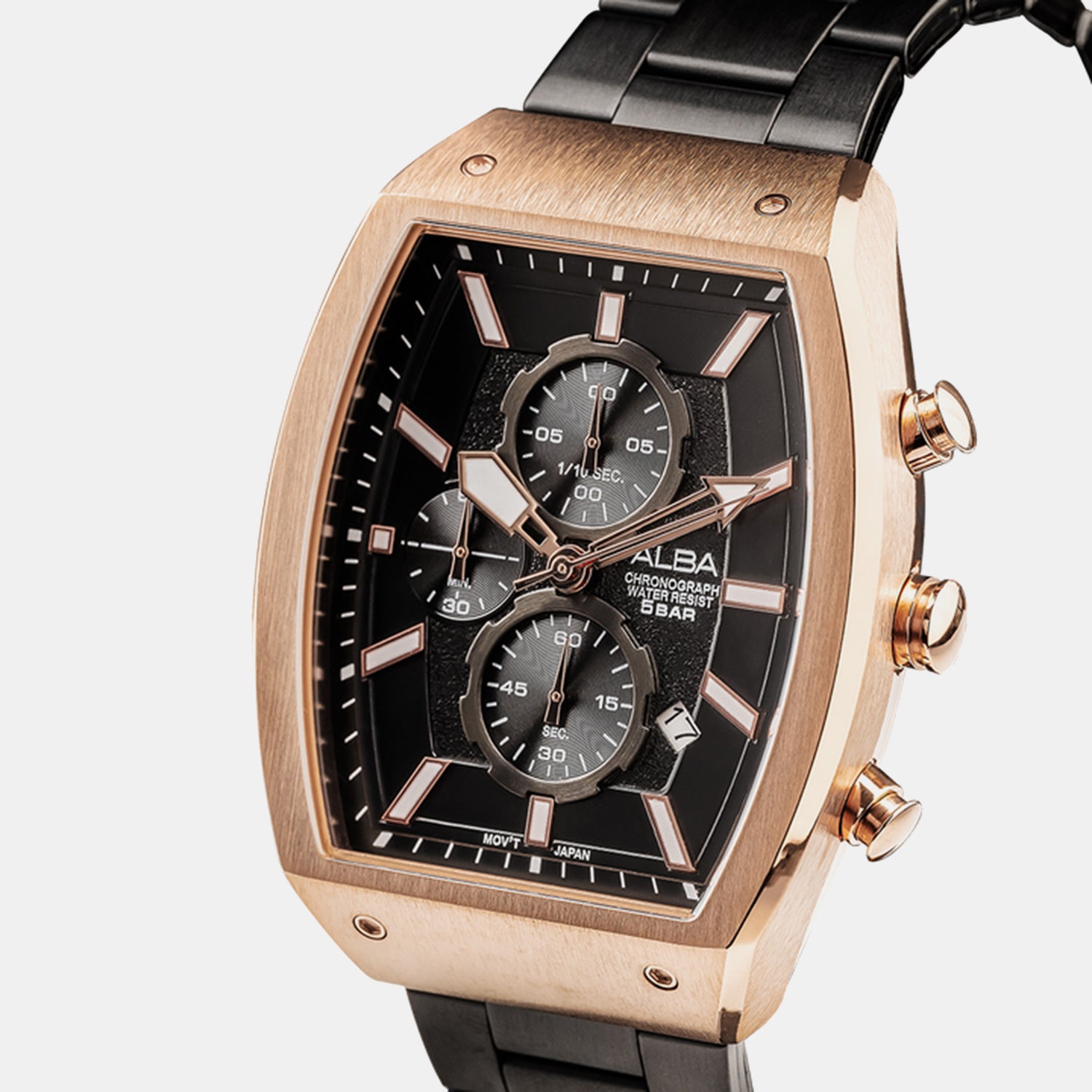 Men Quartz Black Dial Chronograph Stainless Steel Watch AM3992X1