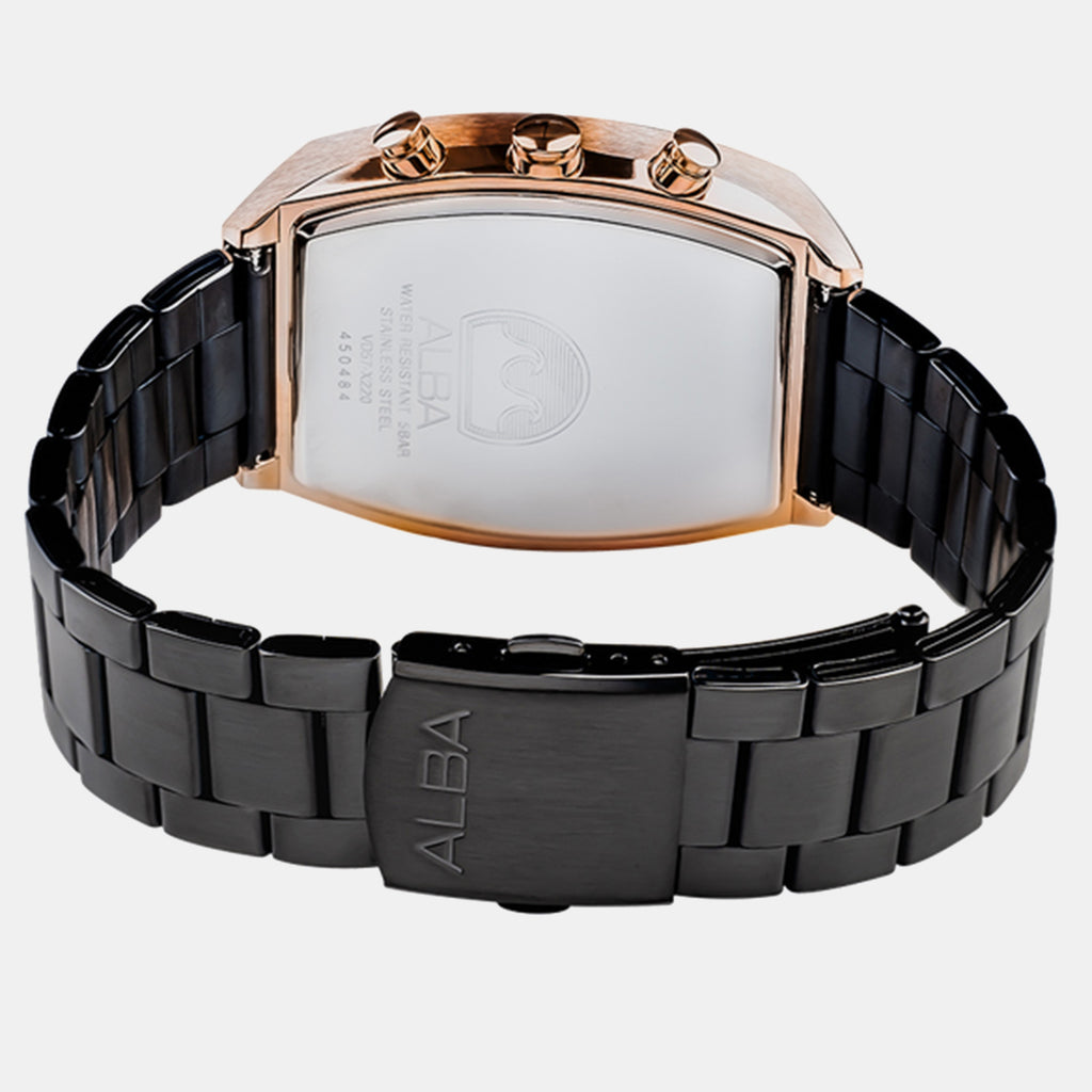 Men Quartz Black Dial Chronograph Stainless Steel Watch AM3992X1