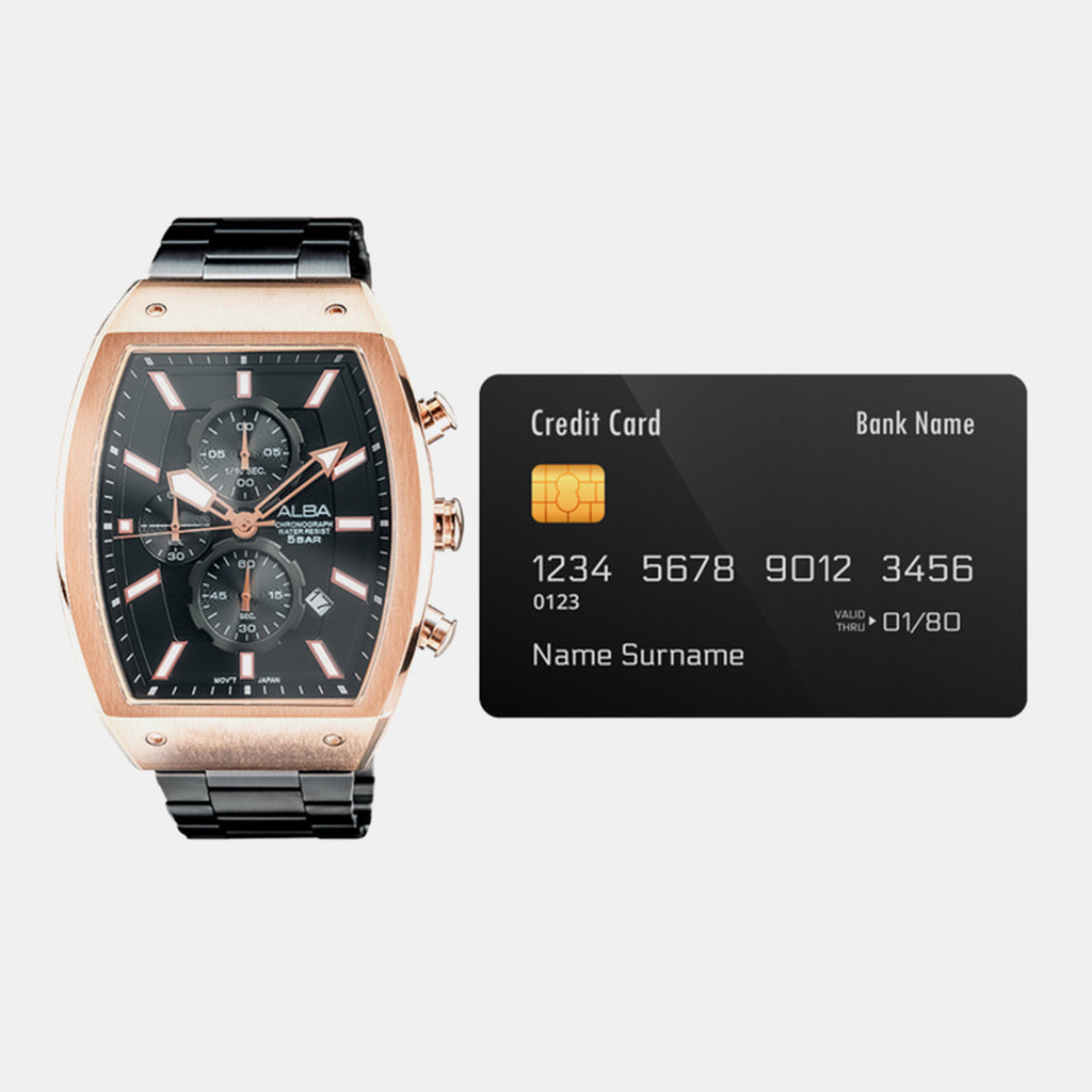 Men Quartz Black Dial Chronograph Stainless Steel Watch AM3992X1