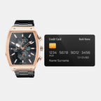 Men Quartz Black Dial Chronograph Stainless Steel Watch AM3992X1