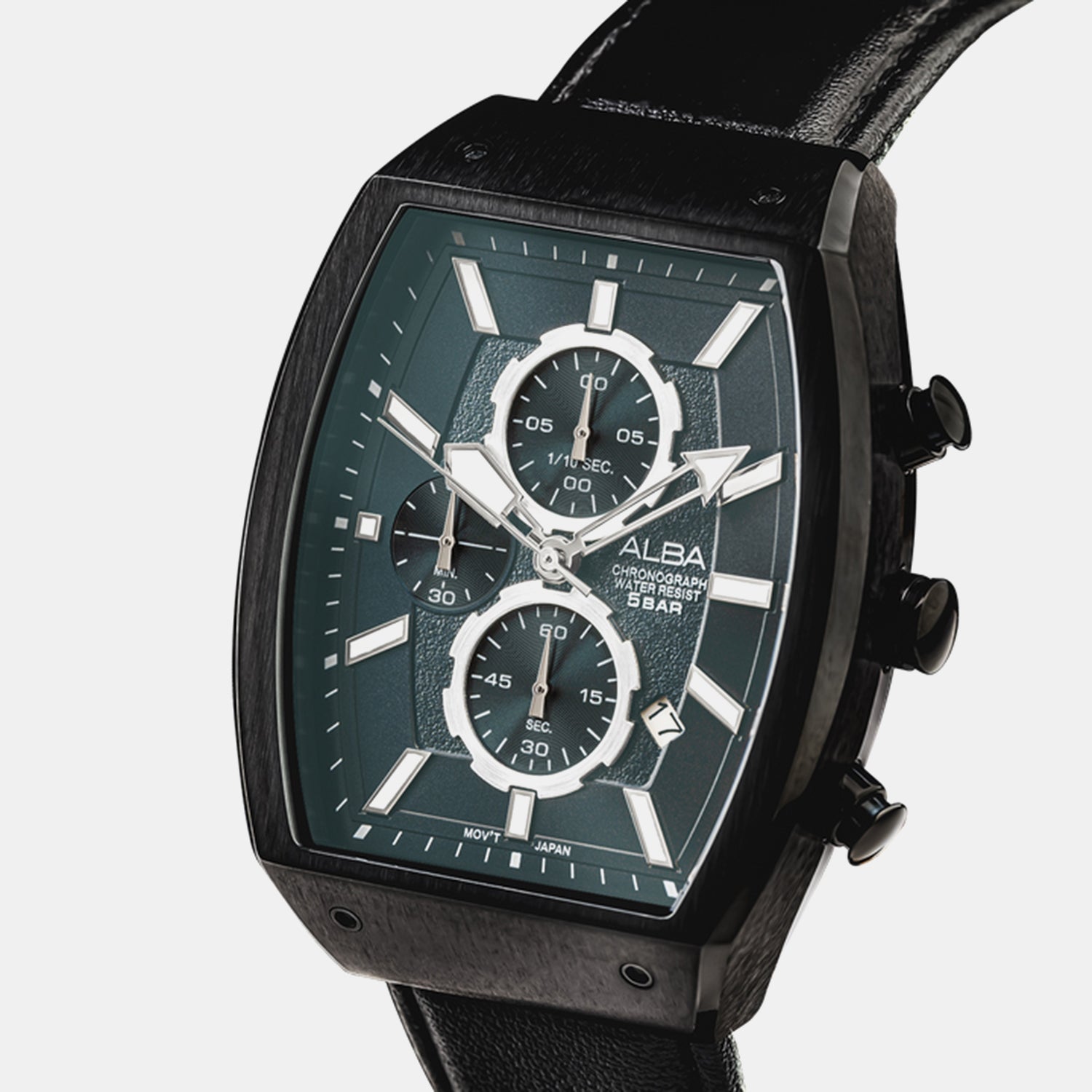 Men Quartz Black Dial Chronograph Leather Watch AM3999X1