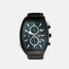Men Quartz Black Dial Chronograph Leather Watch AM3999X1