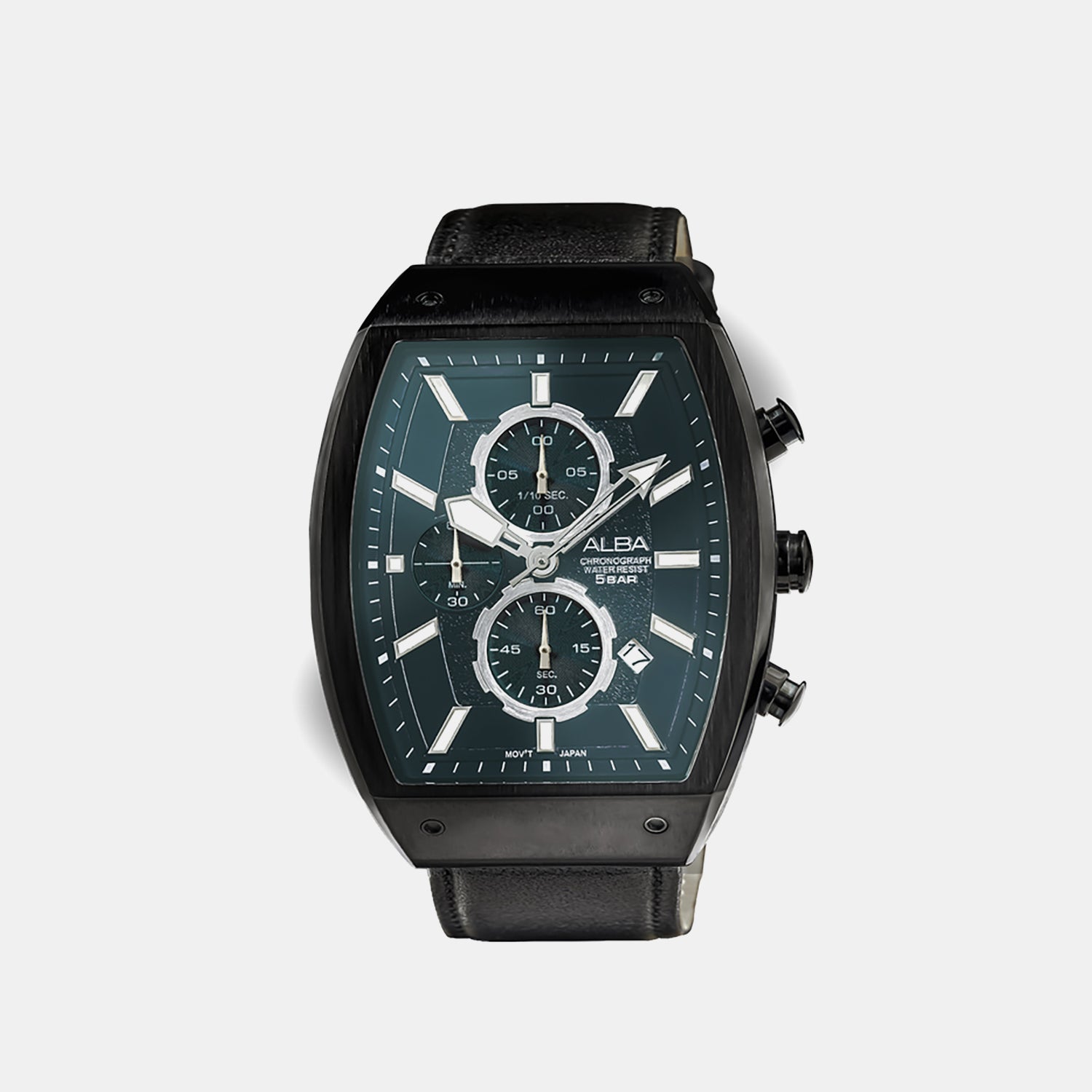 Men Quartz Black Dial Chronograph Leather Watch AM3999X1