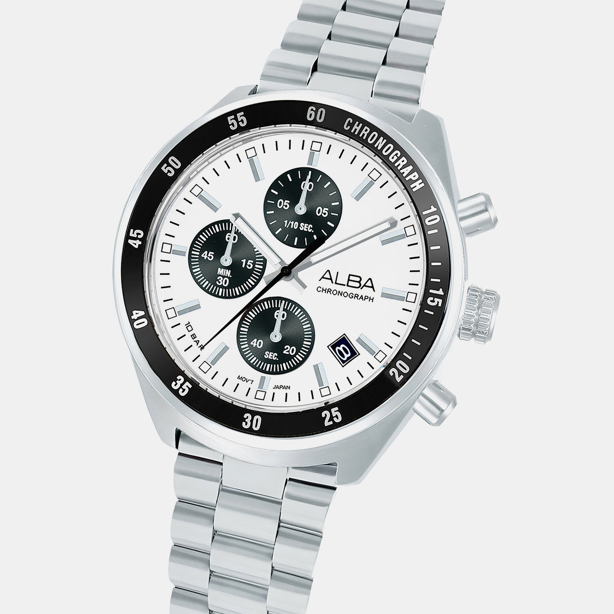 Active Men Quartz Silver Dial Chronograph Stainless Steel Watch AM3A35X1