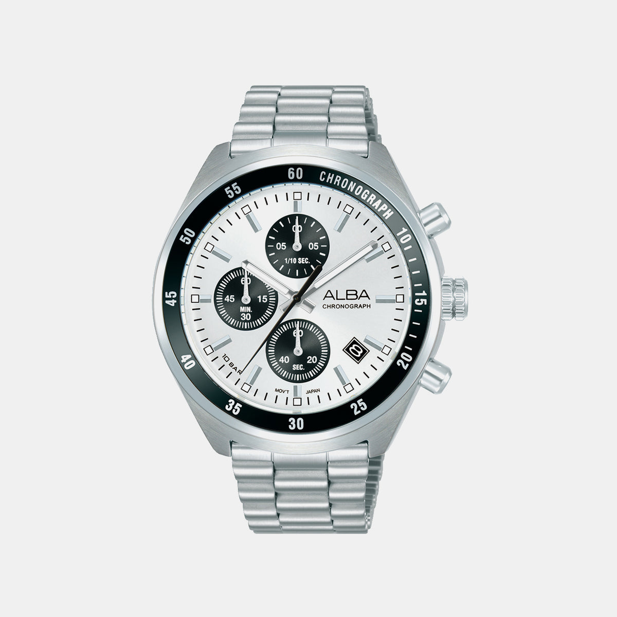 Active Men Quartz Silver Dial Chronograph Stainless Steel Watch AM3A35X1