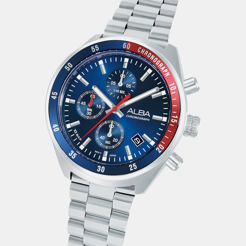 Active Men Quartz Blue Dial Chronograph Stainless Steel Watch AM3A37X1