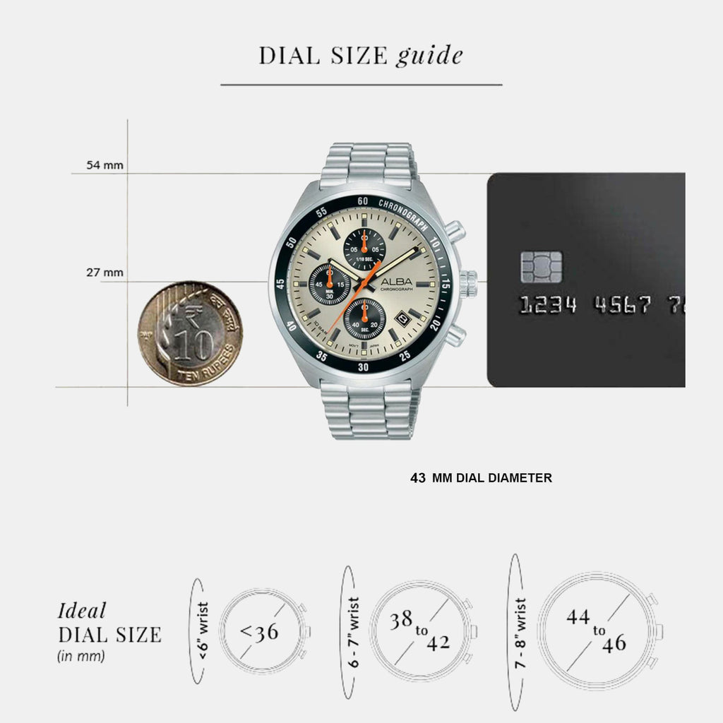 Retro Racer Men Quartz Beige Dial Chronograph Stainless Steel Watch AM3A41X1