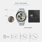 Retro Racer Men Quartz Beige Dial Chronograph Stainless Steel Watch AM3A41X1