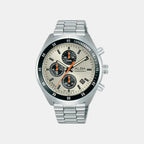 Retro Racer Men Quartz Beige Dial Chronograph Stainless Steel Watch AM3A41X1
